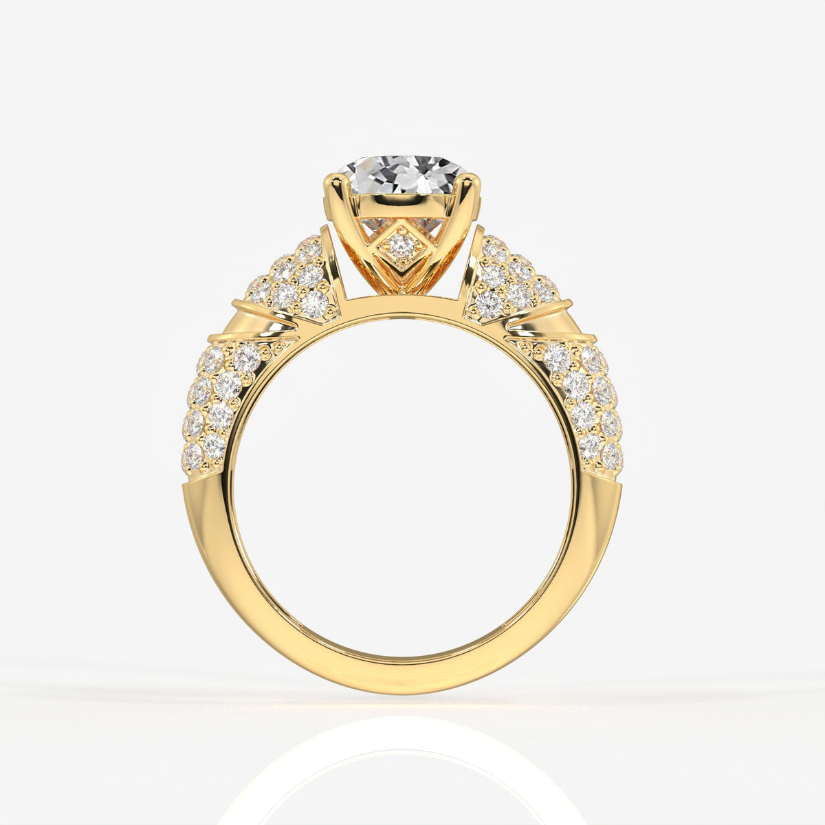 Portuguese Cut Moissanite Diamond Cocktail Sterling Silver Rings