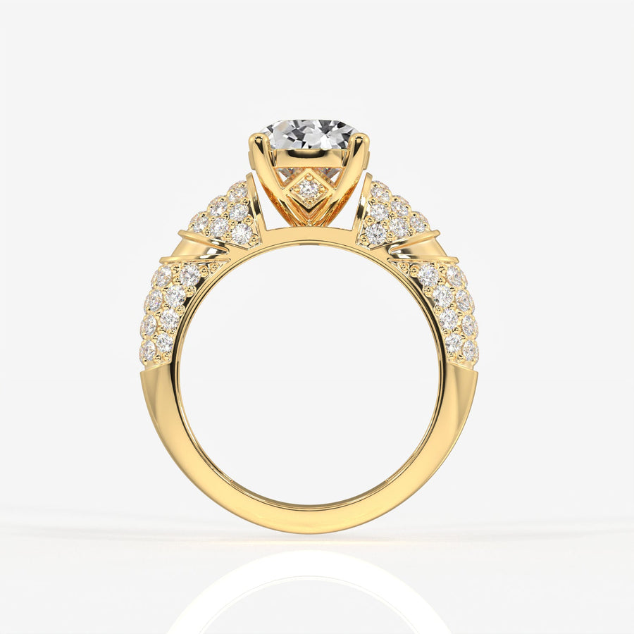 Portuguese Cut Moissanite Diamond Cocktail Sterling Silver Rings