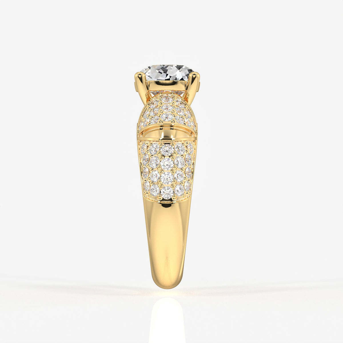 Portuguese Cut Moissanite Diamond Cocktail Sterling Silver Rings