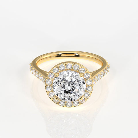 Portuguese Cut Moissanite Diamond Halo Engagement Sterling Silver Ring