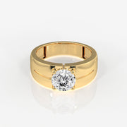 Portuguese Moissanite Diamond, Simple Classic Men's Sterling Silver Ring
