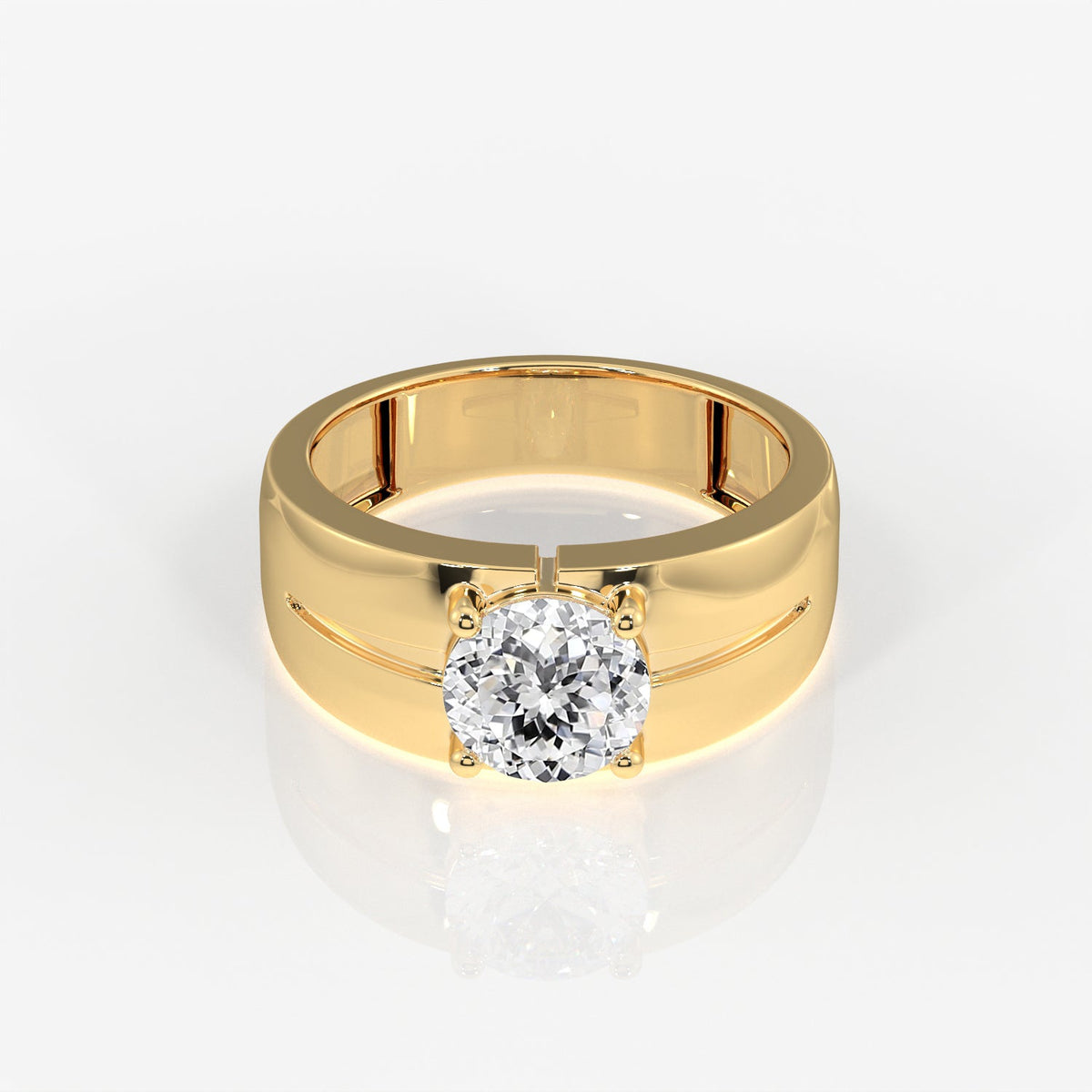 Portuguese Moissanite Diamond, Simple Classic Men's Sterling Silver Ring