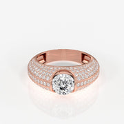 Portuguese Cut Moissanite Diamond, Luxe Accents Men's Sterling Silver Ring