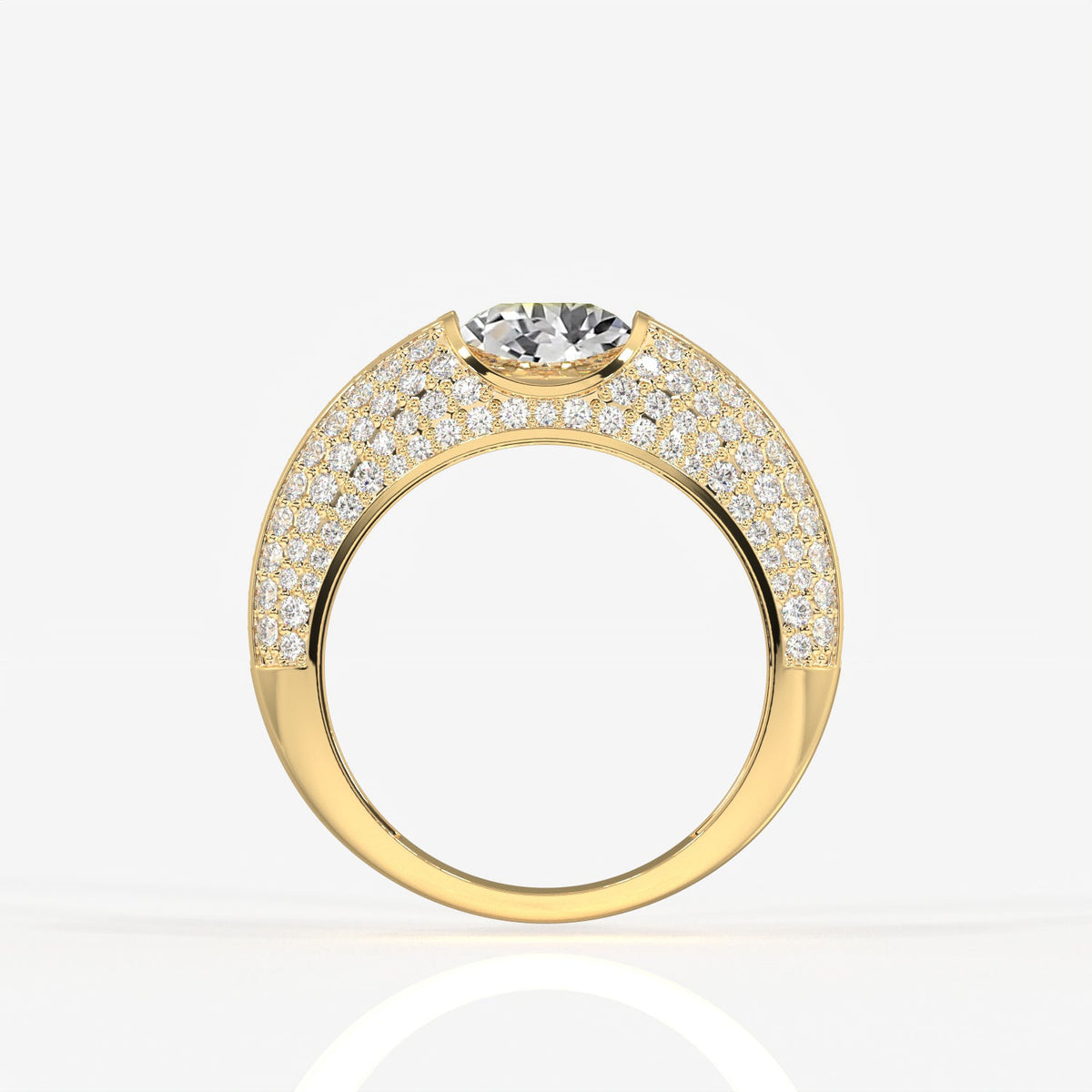Portuguese Cut Moissanite Diamond, Luxe Accents Men's Sterling Silver Ring