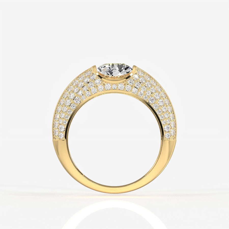 Portuguese Cut Moissanite Diamond, Luxe Accents Men's Sterling Silver Ring