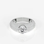 Portuguese Cut Moissanite Diamond, Luxe Accents Men's Sterling Silver Ring