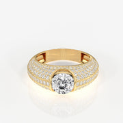 Portuguese Cut Moissanite Diamond, Luxe Accents Men's Sterling Silver Ring