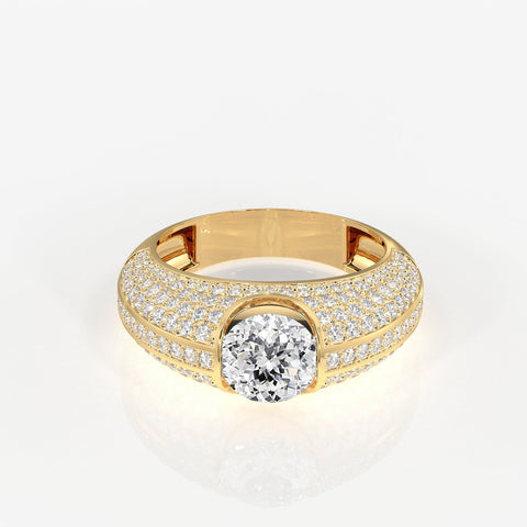 Portuguese Cut Moissanite Diamond, Luxe Accents Men's Sterling Silver Ring