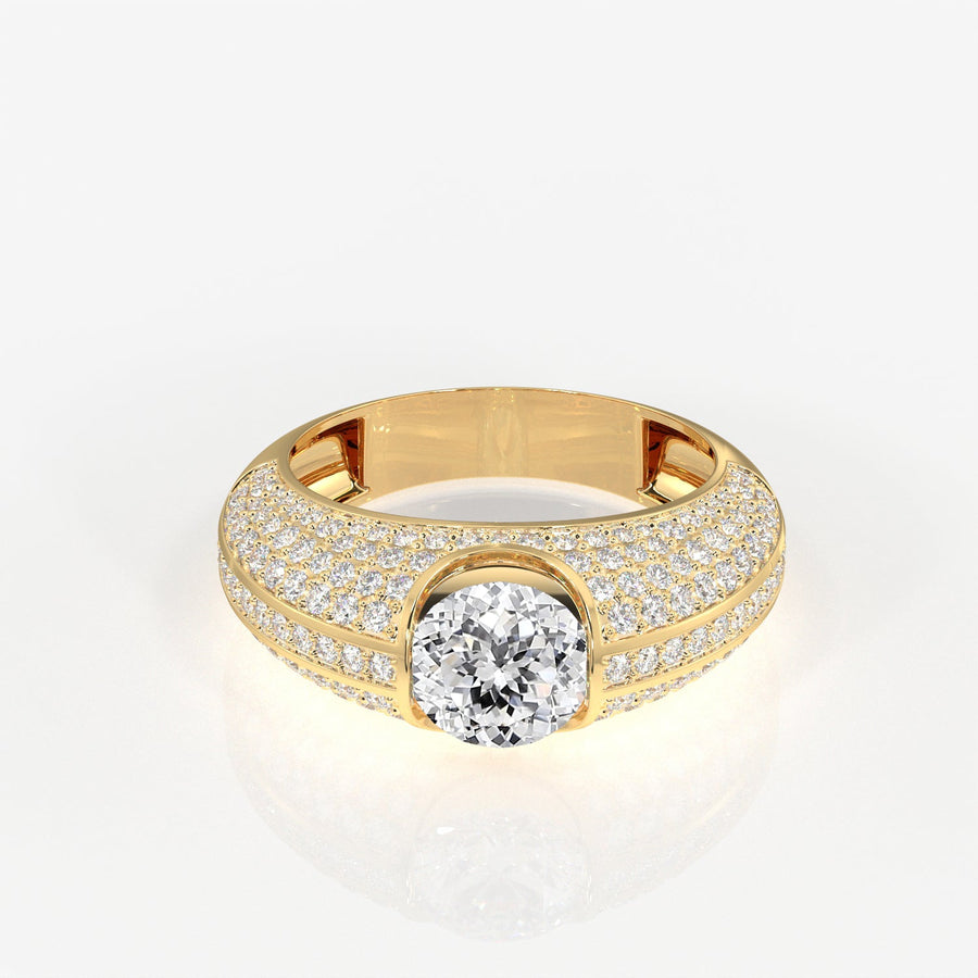 Portuguese Cut Moissanite Diamond, Luxe Accents Men's Sterling Silver Ring