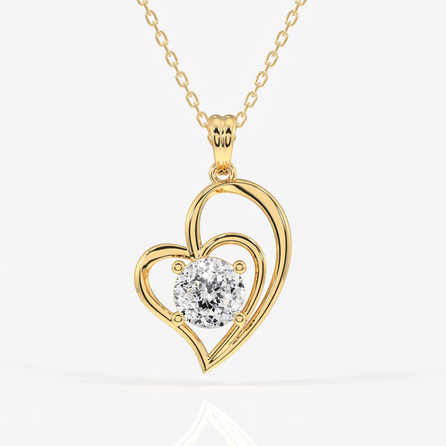 Portuguese Cut Moissanite Diamond Fashion Sterling Silver Pendant