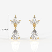 Pear & Marquise Cut Moissanite Diamond Dangle Sterling Silver Earrings
