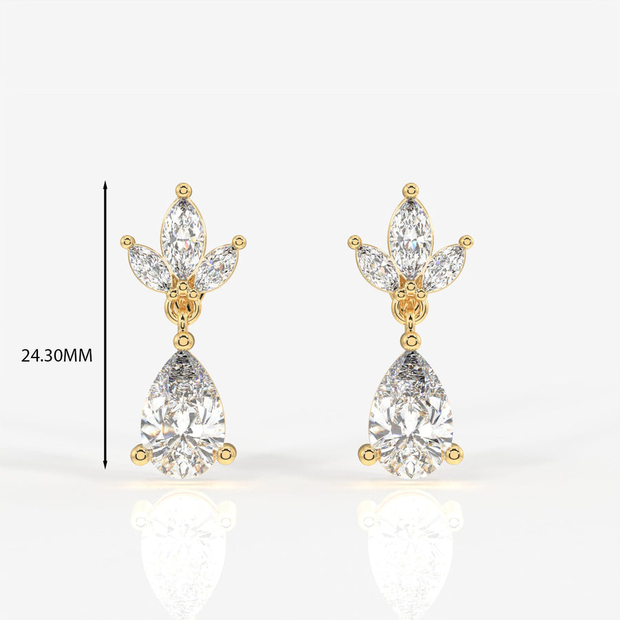 Pear & Marquise Cut Moissanite Diamond Dangle Sterling Silver Earrings