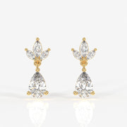 Pear & Marquise Cut Moissanite Diamond Dangle Sterling Silver Earrings
