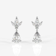 Pear & Marquise Cut Moissanite Diamond Dangle Sterling Silver Earrings
