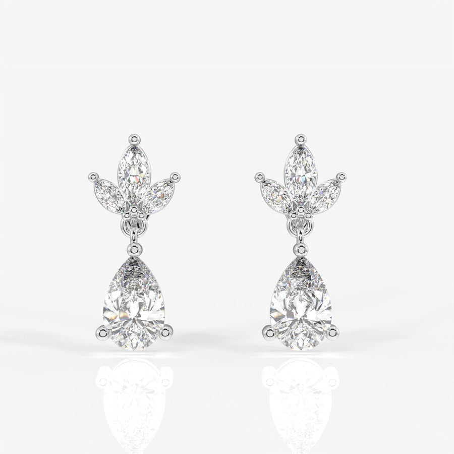 Pear & Marquise Cut Moissanite Diamond Dangle Sterling Silver Earrings