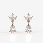 Pear & Marquise Cut Moissanite Diamond Dangle Sterling Silver Earrings