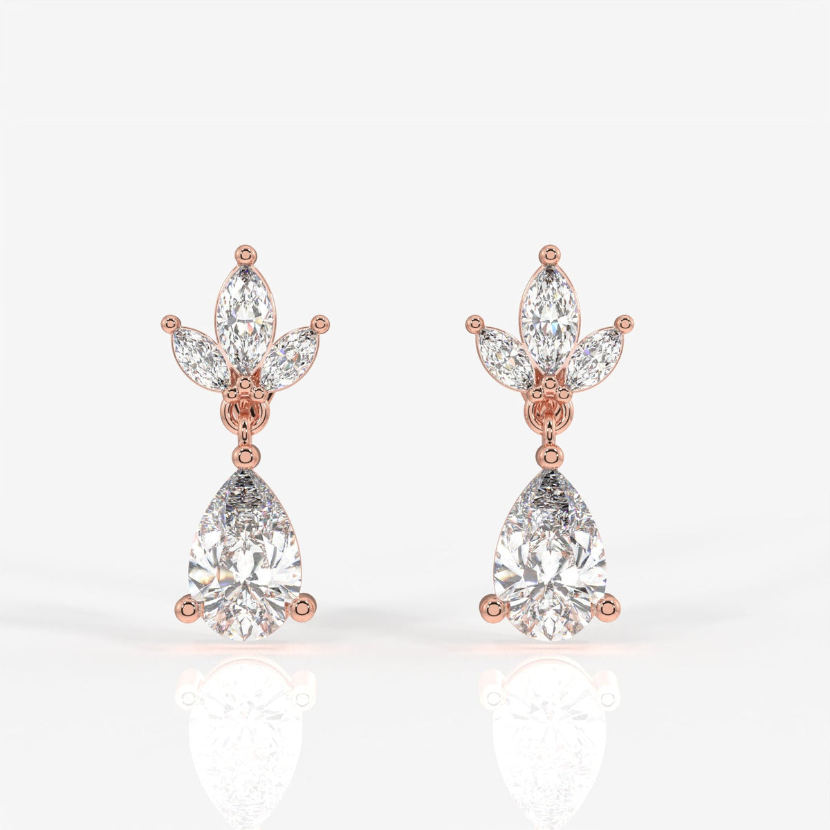 Pear & Marquise Cut Moissanite Diamond Dangle Sterling Silver Earrings