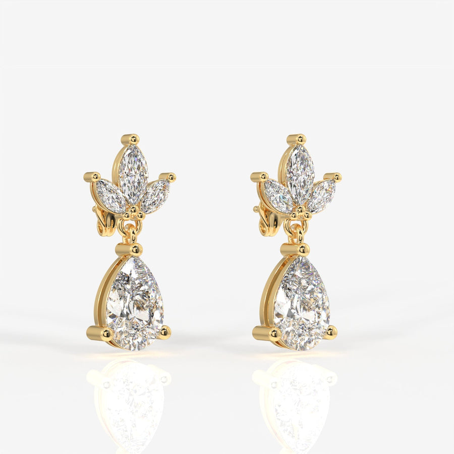 Pear & Marquise Cut Moissanite Diamond Dangle Sterling Silver Earrings