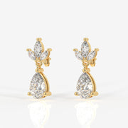 Pear & Marquise Cut Moissanite Diamond Dangle Sterling Silver Earrings