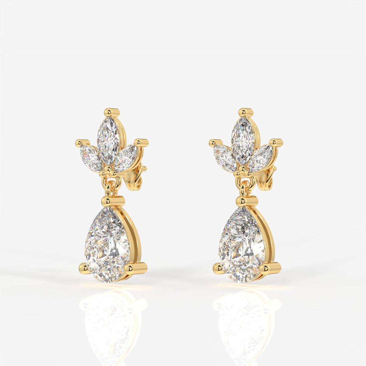 Pear & Marquise Cut Moissanite Diamond Dangle Sterling Silver Earrings
