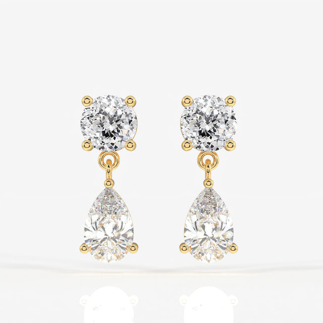 Portuguese Cut Moissanite Diamond Dangle Sterling Silver Earrings