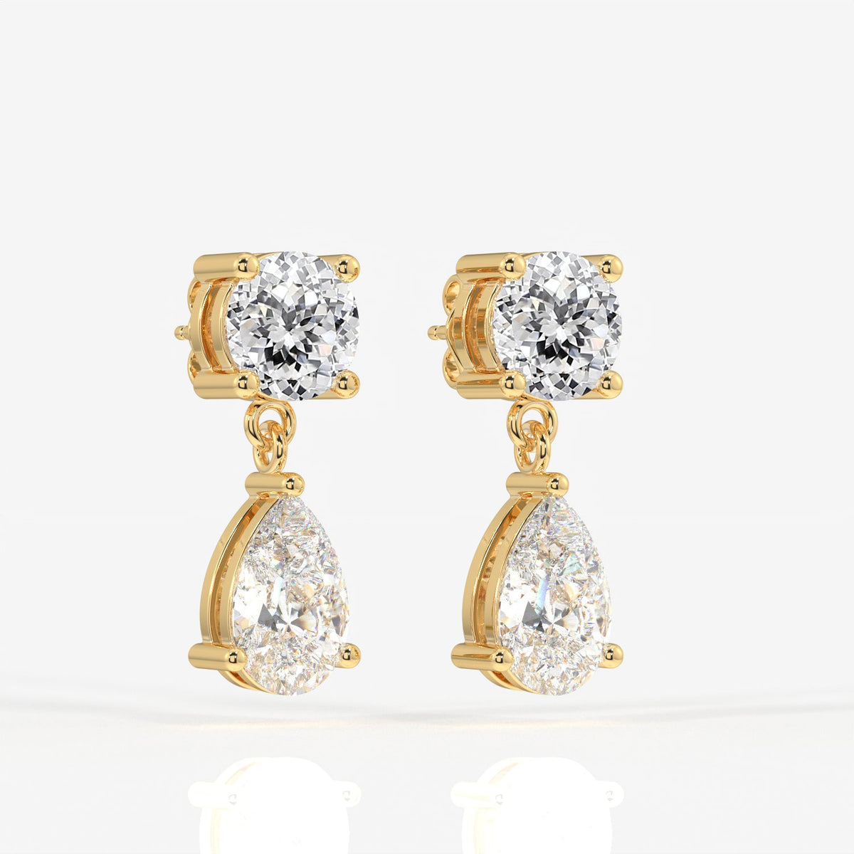 Portuguese Cut Moissanite Diamond Dangle Sterling Silver Earrings