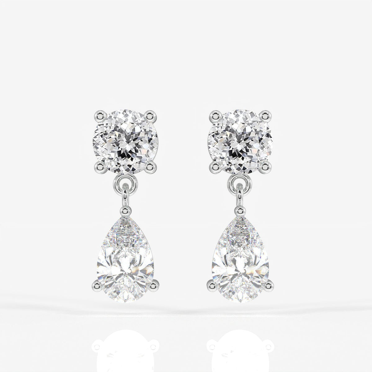 Portuguese Cut Moissanite Diamond Dangle Sterling Silver Earrings