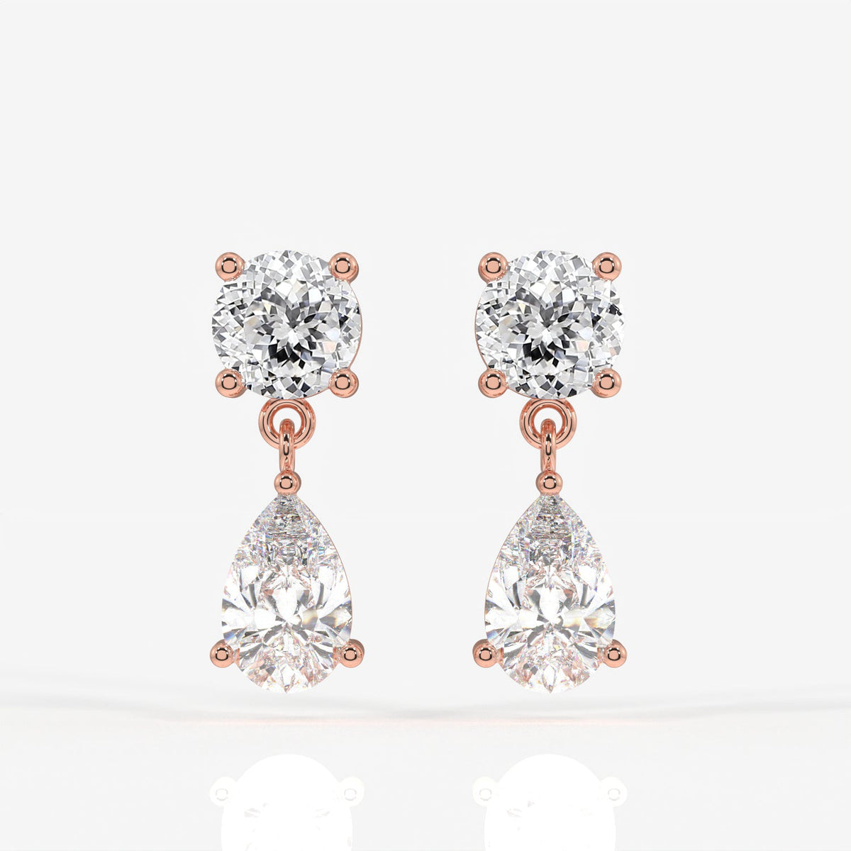 Portuguese Cut Moissanite Diamond Dangle Sterling Silver Earrings