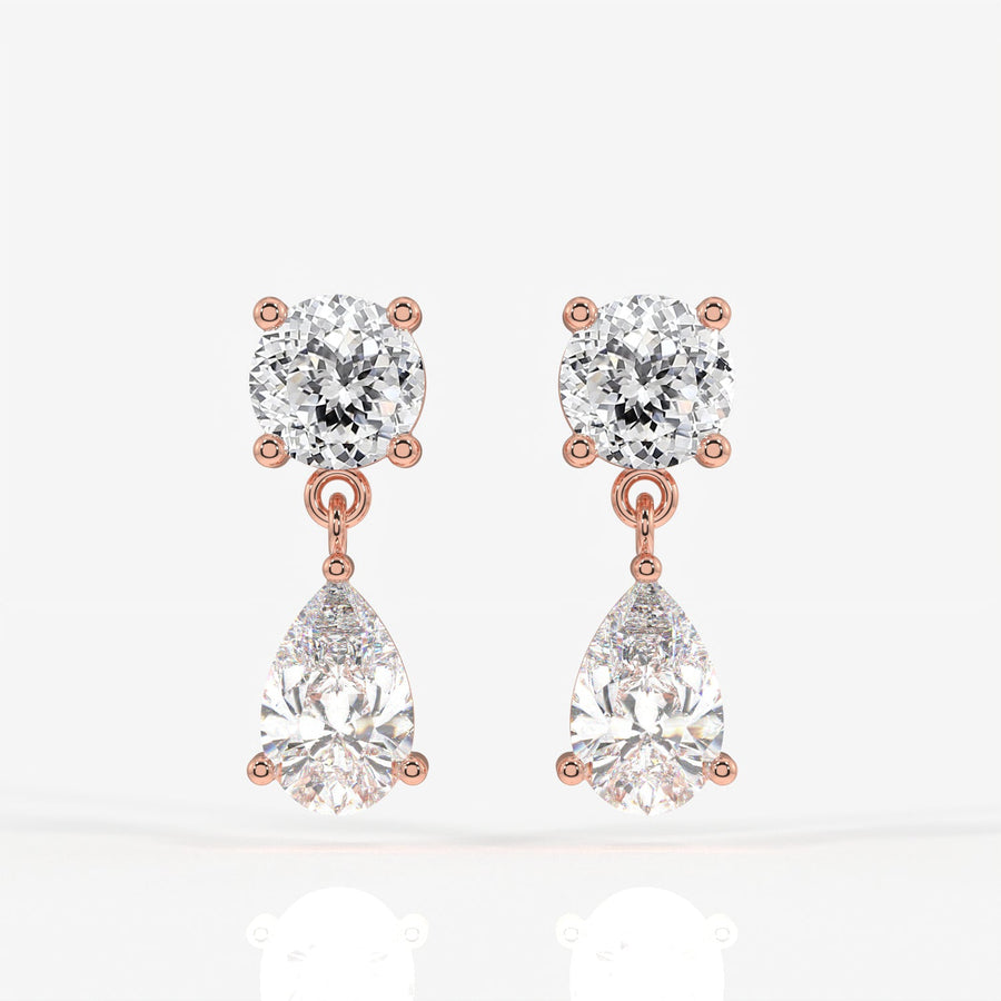 Portuguese Cut Moissanite Diamond Dangle Sterling Silver Earrings