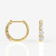 Round Cut Moissanite Diamond Hoop Sterling Silver Earrings