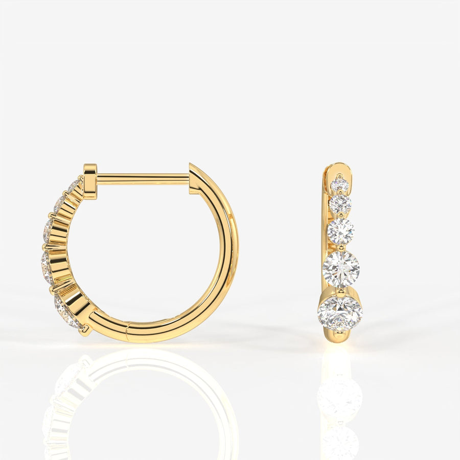 Round Cut Moissanite Diamond Hoop Sterling Silver Earrings