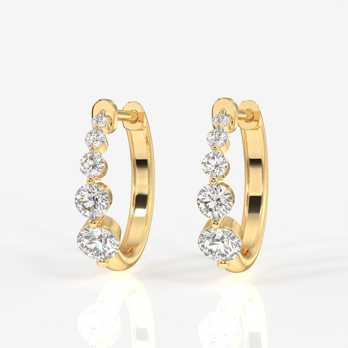 Round Cut Moissanite Diamond Hoop Sterling Silver Earrings