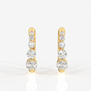 Round Cut Moissanite Diamond Hoop Sterling Silver Earrings