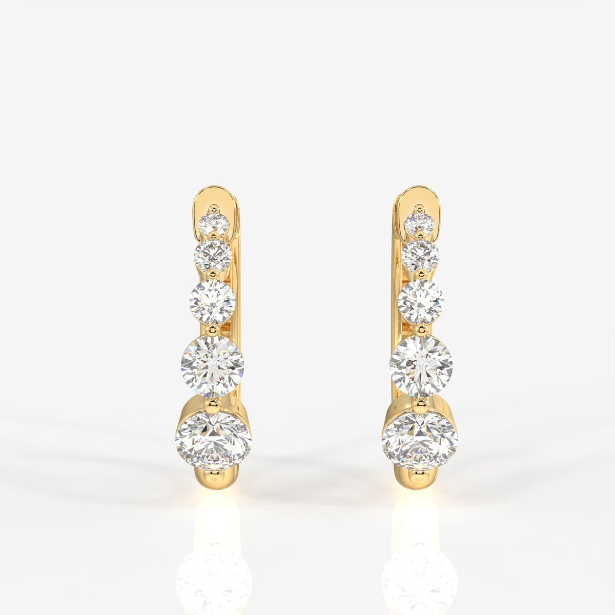 Round Cut Moissanite Diamond Hoop Sterling Silver Earrings