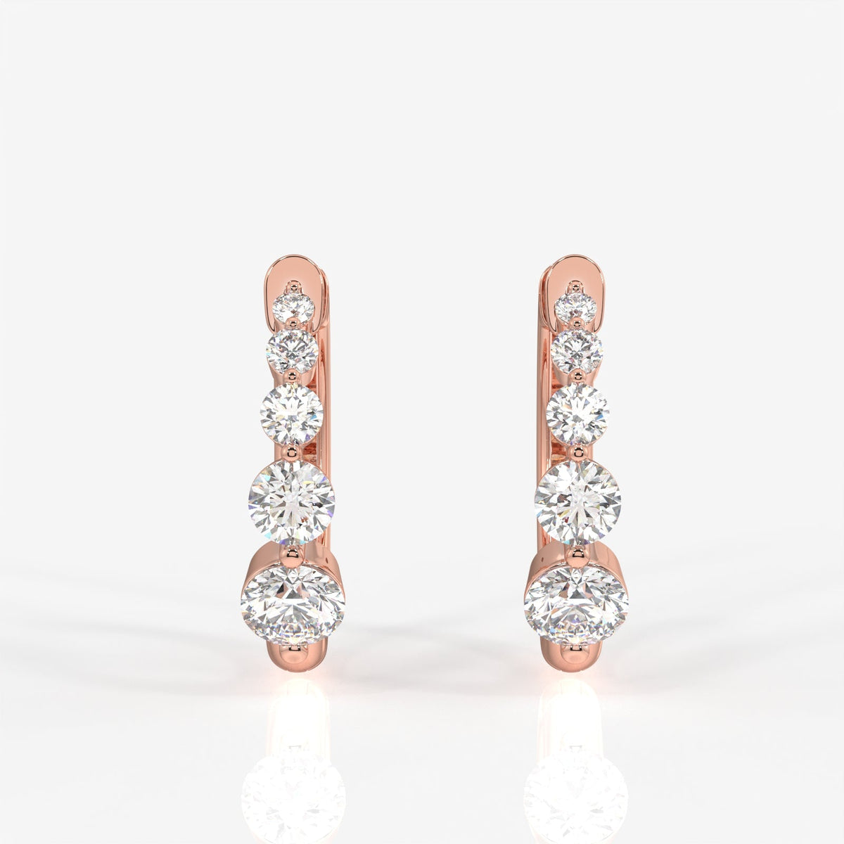 Round Cut Moissanite Diamond Hoop Sterling Silver Earrings