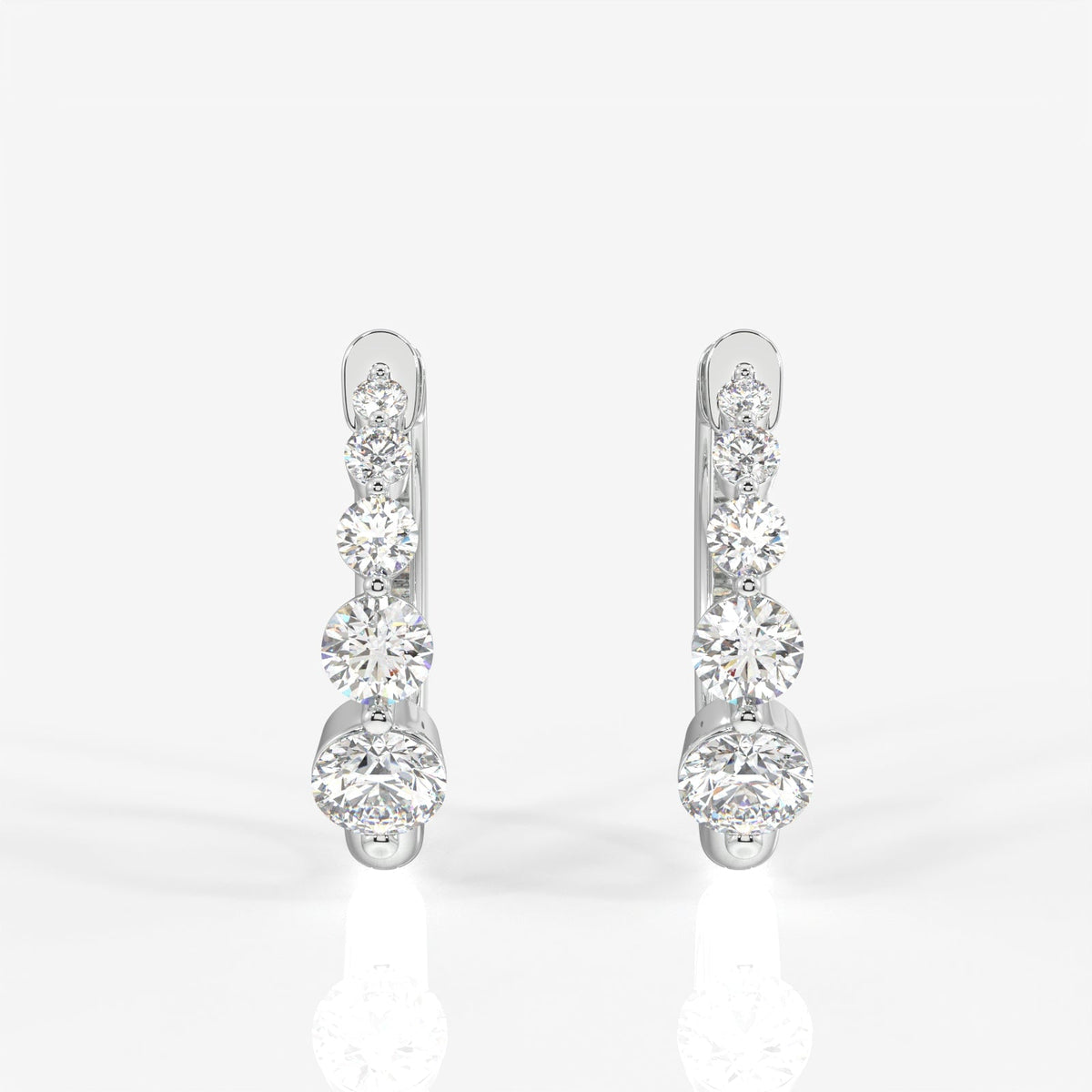Round Cut Moissanite Diamond Hoop Sterling Silver Earrings