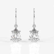 Pear Cut Moissanite Diamond Dangle Sterling Silver Earrings