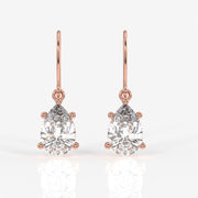 Pear Cut Moissanite Diamond Dangle Sterling Silver Earrings