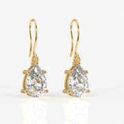 Pear Cut Moissanite Diamond Dangle Sterling Silver Earrings