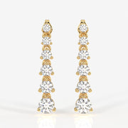 Round Cut Moissanite Diamond Dangle Sterling Silver Earrings