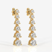 Round Cut Moissanite Diamond Dangle Sterling Silver Earrings
