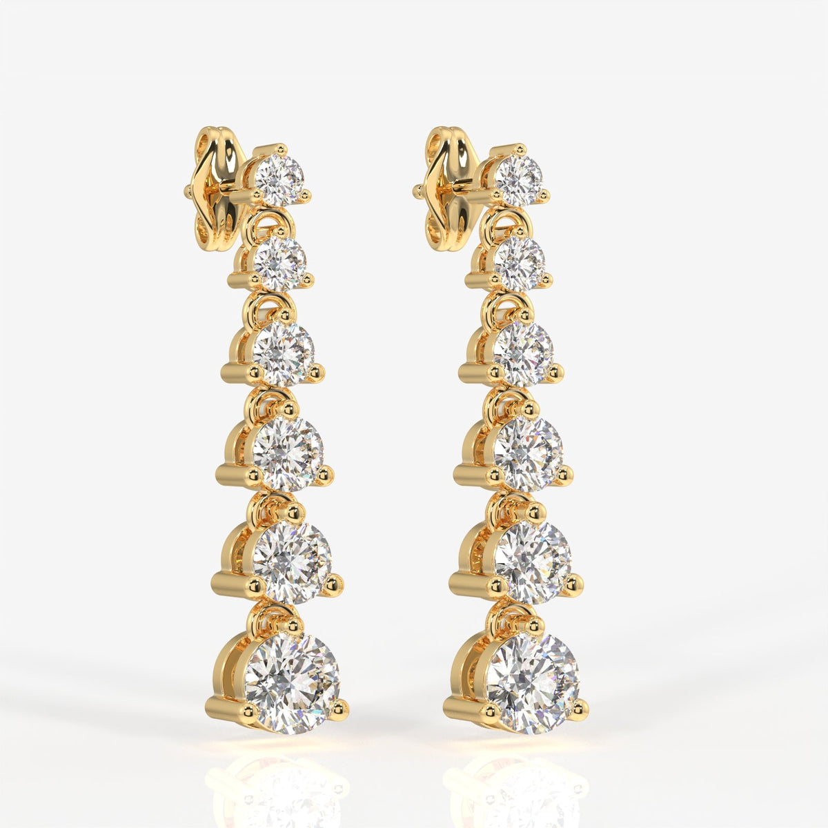 Round Cut Moissanite Diamond Dangle Sterling Silver Earrings
