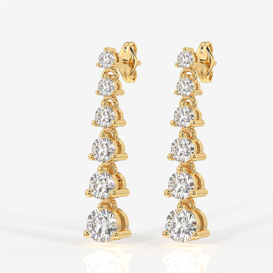 Round Cut Moissanite Diamond Dangle Sterling Silver Earrings