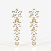 Round Cut Moissanite Diamond Dangle Sterling Silver Earrings