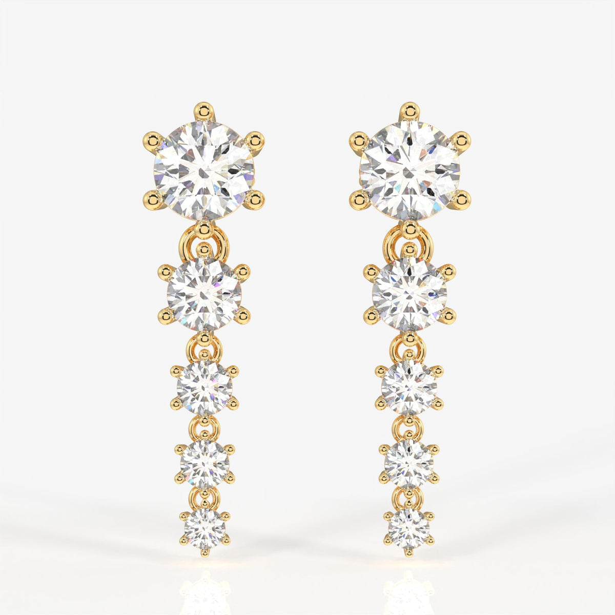 Round Cut Moissanite Diamond Dangle Sterling Silver Earrings