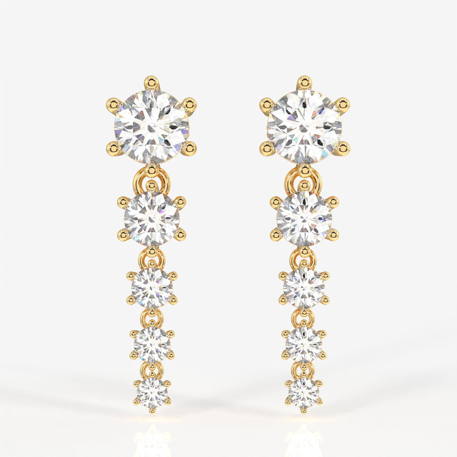 Round Cut Moissanite Diamond Dangle Sterling Silver Earrings