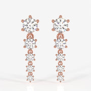 Round Cut Moissanite Diamond Dangle Sterling Silver Earrings