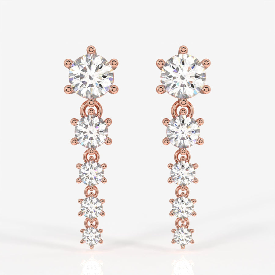 Round Cut Moissanite Diamond Dangle Sterling Silver Earrings