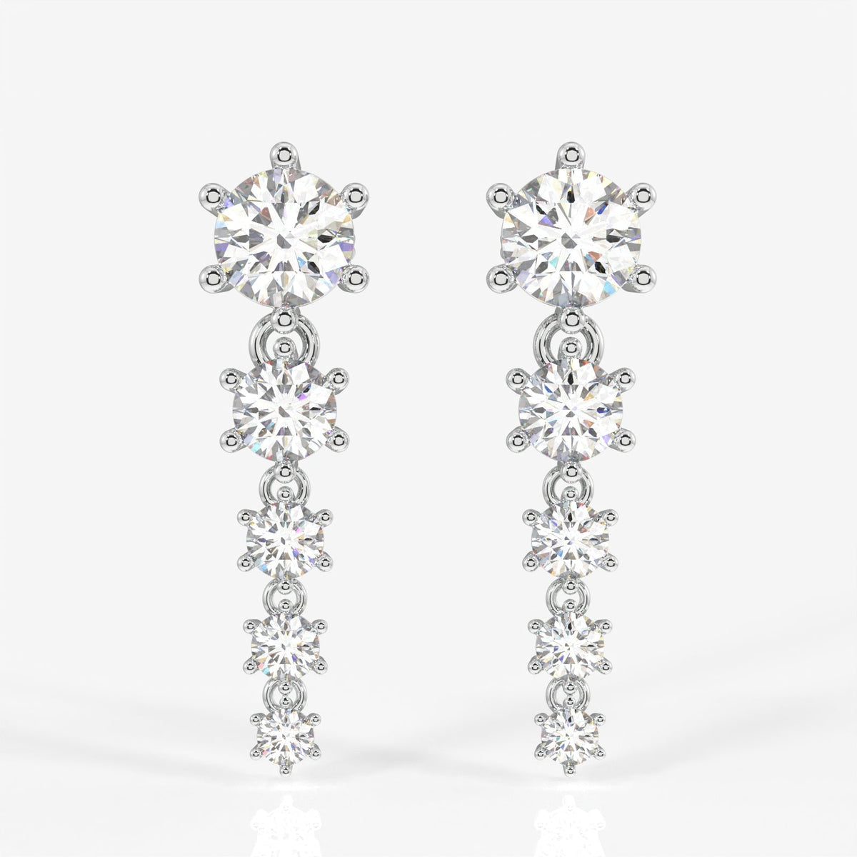 Round Cut Moissanite Diamond Dangle Sterling Silver Earrings