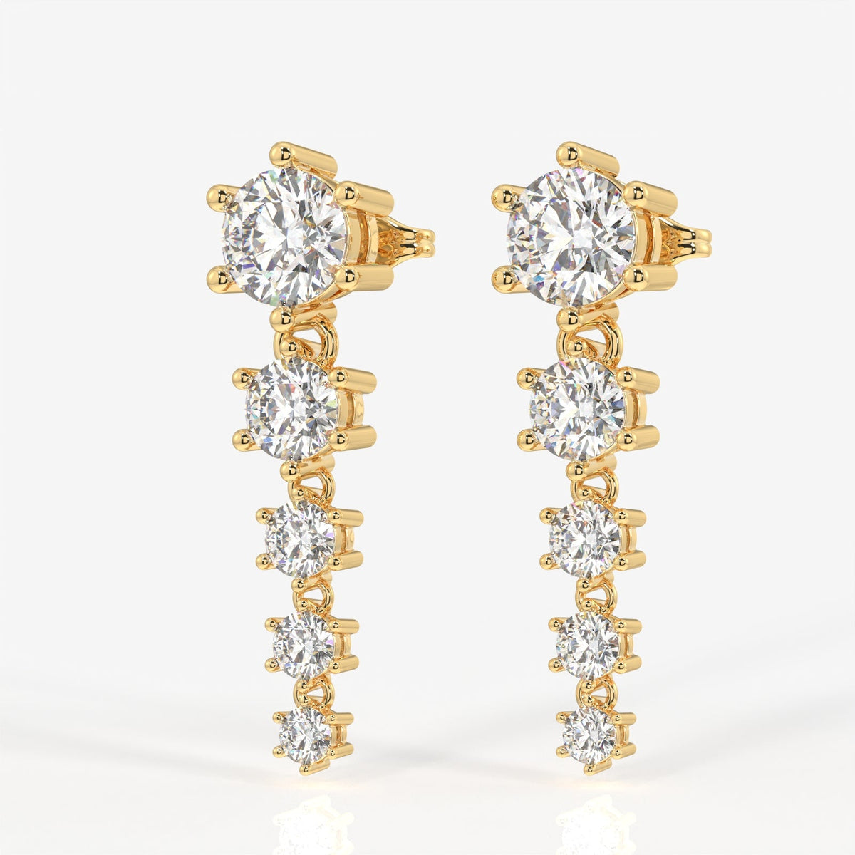 Round Cut Moissanite Diamond Dangle Sterling Silver Earrings
